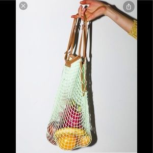 Carven Leather Trimmed Fishnet Bag